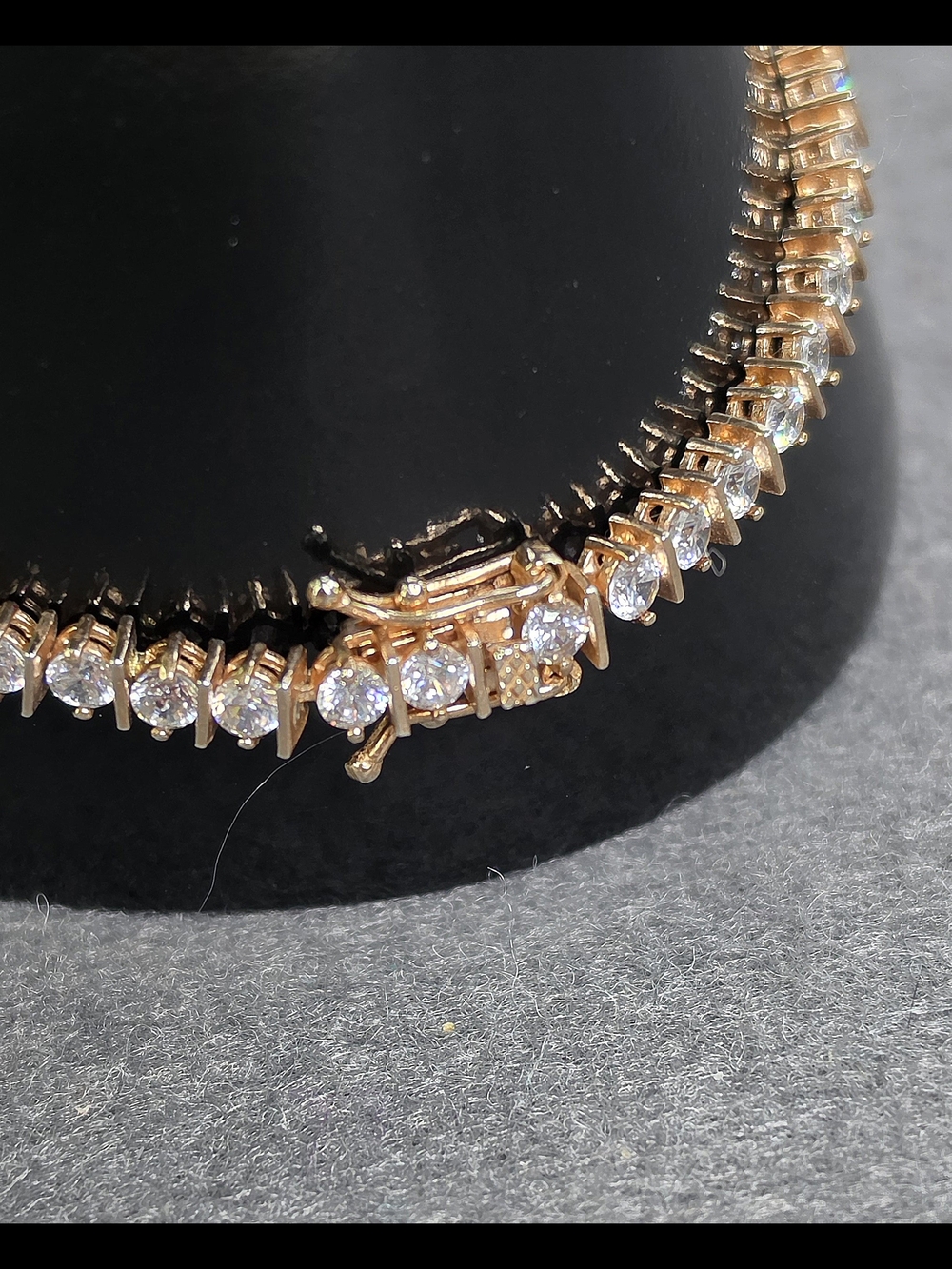 Sterling Silver Vintage Rose Gold Vermeil Tennis Bracelet CZ Stones - Picture 8 of 10